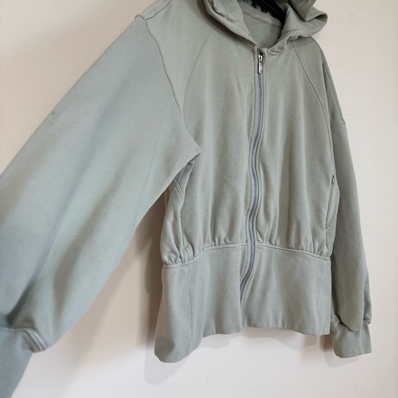 lululemon athletica green cotton fern hugged waist zip up relaxed fit Hoodie 12 - Picture 5 of 16